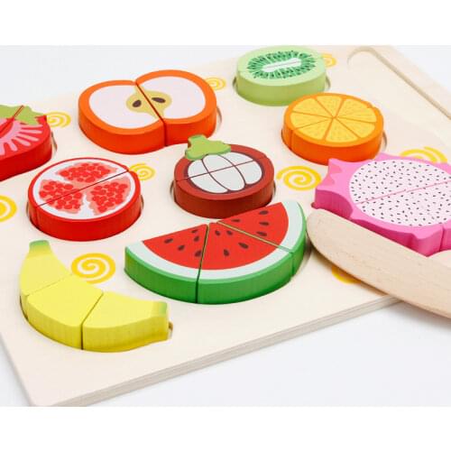 Kids Pretend Play Kitchen Toys Baby Wooden Cutting Fruit Vegetable Montessori Early Education Food Simulation Toys for Children
