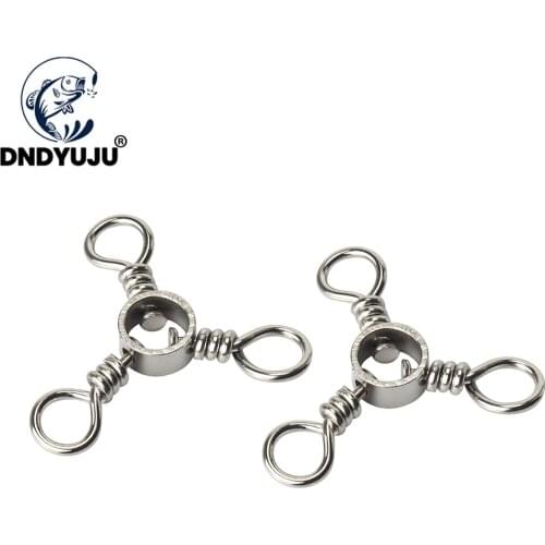 DNDYUJU 10pcs Stainless Steel Terminal Tackle Three 3 Way Trigeminal Swivels Connector Fishing Tackle Accessories