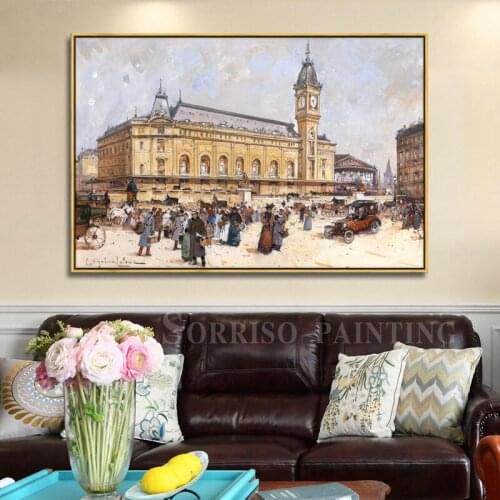 European Retro Architectural Landscape Canvas Painting Wall Art Prints Pictures for Living Room Home Decoration Artwork