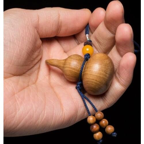 5cm Gourd Figurines Toy Calabash Wood Carving Hand Made Cucurbit Chinese Style Ornaments Bag Decoration