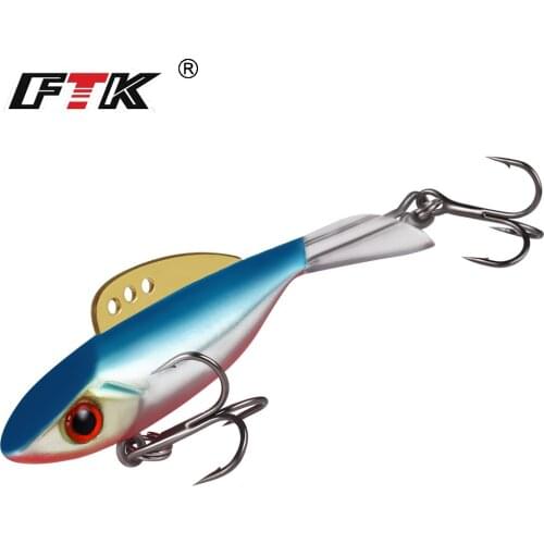 FTK Ice Fishing Bait With Tow High-carbon steel Hooks 4/8/10/17g 3D Eyes Long Tail For Carp Winter Ice Fishing Artificial Bait