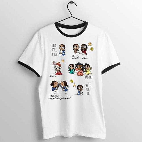 Black Trim T Shirt Hamilton Cartoon Version Awesome Artwork Printed Tee