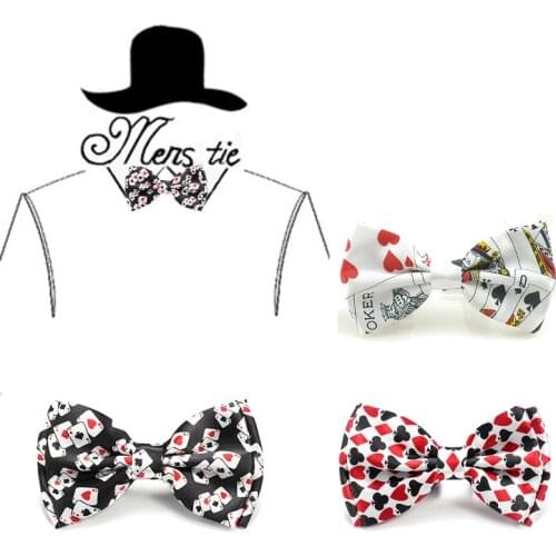 Bow ties For men Fashion Playing Card/Poker Red Black Tuxedo Dress tie Party Formal Gift Wedding Shirts Cravat Dropshipping