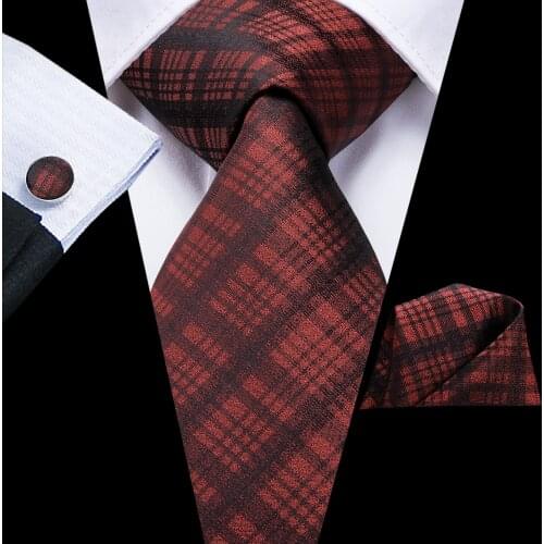 Hi-Tie 100% Silk 20 Styles Ties For Men Novelty Hanky Cufflinks Set Mens Tie Formal Red Cravat for Wedding Business Necktie