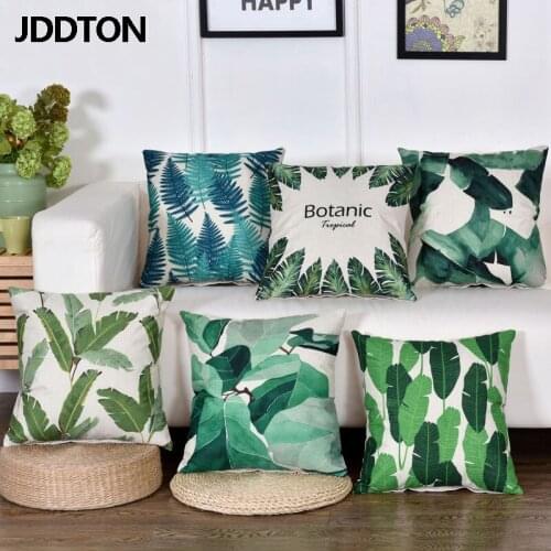 JDDTON Green Plant Leave Pattern Pillow Sofa Exquisite Fresh Back Cushion Comfort Pillow And Pillowcase Car Home Office BE152