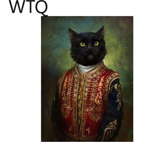 Canvas Painting Creative Animal Cat and Dog In Clothes Poster and Printed Wall Art Wall Room Decoration Canvas Art Surprise Box