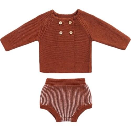 Newborn Baby Boy Girl Clothes Set Knitted Baby Clothes Autumn Winter Woolen Cotton Infant Baby Cardigan Shorts Baby Outfits