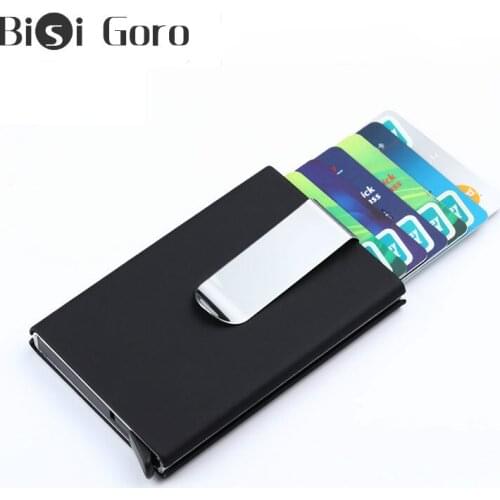 BISI GORO Unisex Card Wallet Leather Metal Wallet Small Magic Men Wallet Slim Mini Male Purse Money Bag Walet Valet Dropshipping