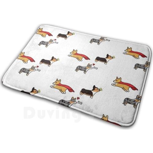 Corgis Mat Rug Carpet Anti-Slip Floor Mats Bedroom Corgi Tri Color Corgi Corgi Cardigan Welsh Corgi Pembroke Welsh Corgi Blue