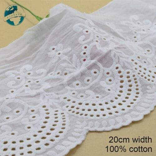 5yards 20cm wide 100% Cotton embroid lace sewing ribbon guipure trim wedding lace DIY Garment Accessories african doll lace#3920