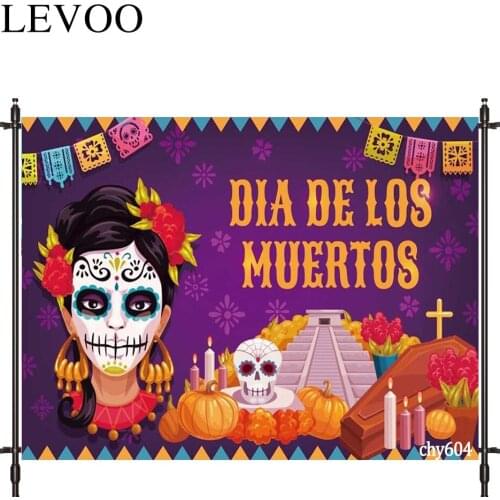 LEVOO New Photo Backdrop Dia De Los Muertos Mask Celebration Young Girl Background Nature Photocall Photo Studio Shoot Prop