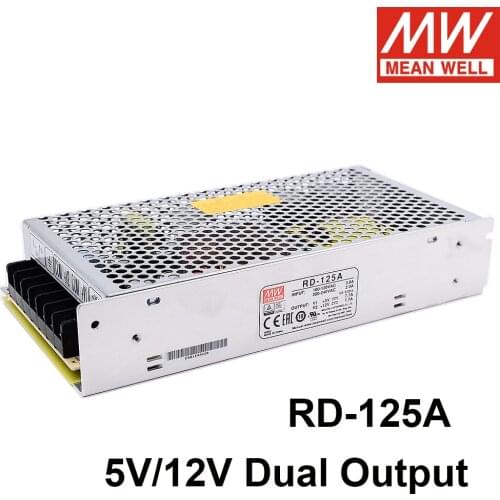 Mean Well RD-125A 130.9W 110VAC 220VAC To DC 5V 12V 7.7A Dual Output Switching Power Supply meanwell LED Driver SMPS
