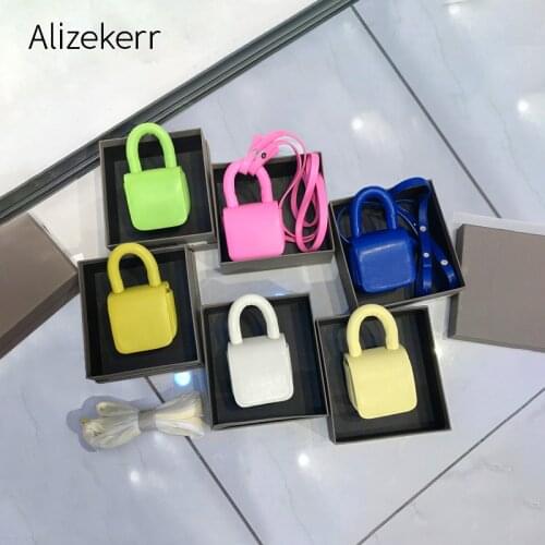 Cute Mini Box Crossbody bag 2021 Summer New Designer Top Handle Avocado Green Lipstick Handbag Female Kawaii Day Clutch Purse