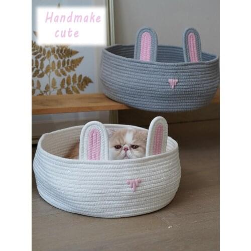 Cute Universal Pets Rabbit Dog Cats Bed Print Pet Nest Kennel Super Soft Cotton Velvet Winter Warm Winter Dog Bed Cats