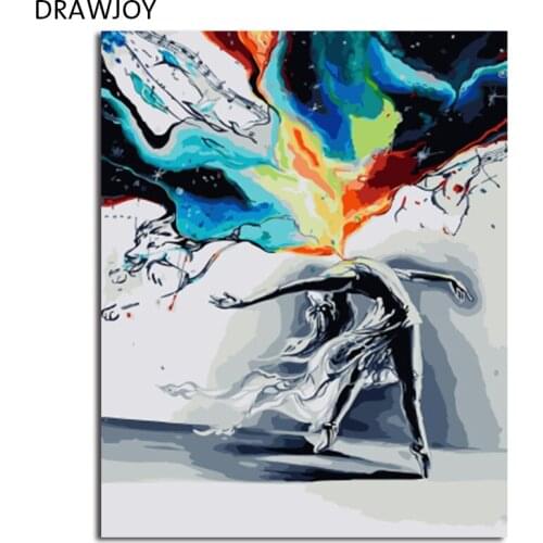 DRAWJOY Framed DIY Painting By Numbers On Canvas Abstract Painting And Calligraphy Wall Art For Home Decor 40x50cm