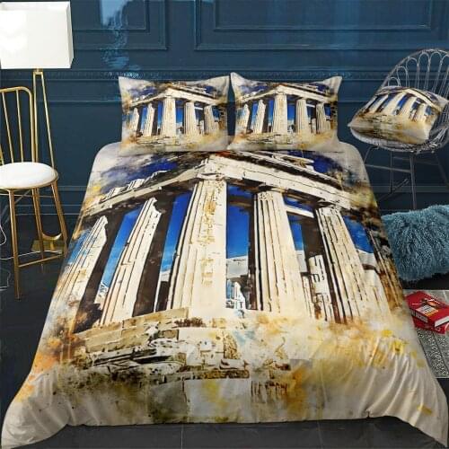 Athens in Watercolor Quilt Cover Pillowcase 3Piece Comforter Bedding Set With Pillow Case Single Double Duvet Cover Home Decora