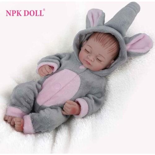 NPKDOLL Mini Reborn Baby Doll Lifelike silicone Bath toys for girls Sleeping girl doll for newborn kids Christmas Gift 10 inch