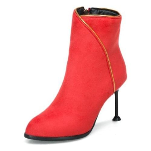 Big Size European and American sexy pointed high heel side zipper fashion boots