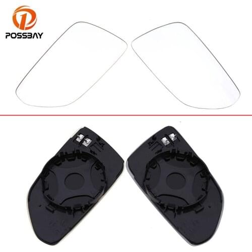 POSSBAY White Car Rearview Mirror Side Mirror Glass Heated for VW Polo/Derby/Vento-IND(Typ 9N3) 2005 2006 2007 2008 2009 2010