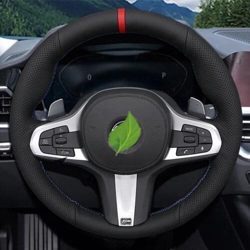 Non-Slip Black Artificial Leather Car Steering Wheel Cover For BMW M Sport G30 G31 G32 G20 G21 G14 X3 G15 G16 G01 X4 G02 X5 G05