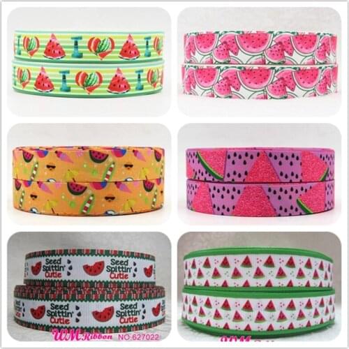 Q&N ribbon 16mm 22mm 25mm 38mm 50mm 75mm watermelon printed grosgrain ribbon 50yards/roll for headband hair tie free shipping