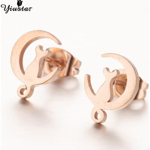 Yiustar Tiny Moon Earing Cat Earrings For Women Stainless Steel Earings Girls Fashion Jewelry Cute Tiny Piercing Kids