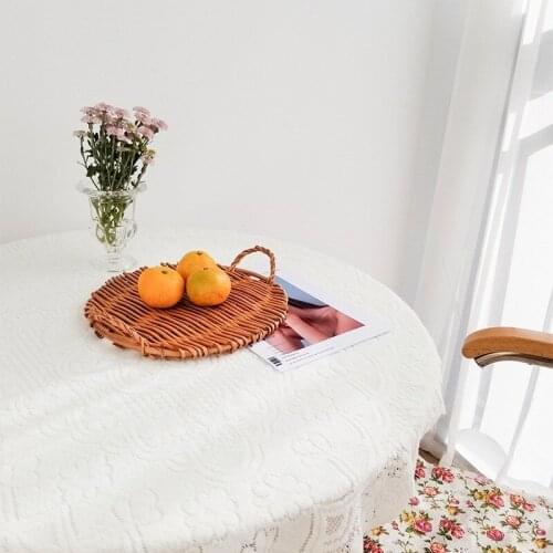 Ins Crocheted Tablecloth Bedside Coffee Table Cloth Dining Table Mat Fabric Home Decoration Korean Blogger Recommended Tapete