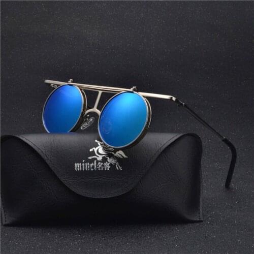 2019 Trending Polarized Sunglasses for Men Retro Hippie Goggles Glasses Round Flip punk Sun glasses Women Vintage Shades NX