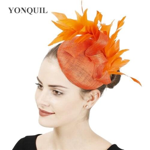 High Quality 4-Layer Sinamay Bride Wedding Fascinator Party Hat Women Elegant Show Race Headwear Fancy Flower Millinery Caps