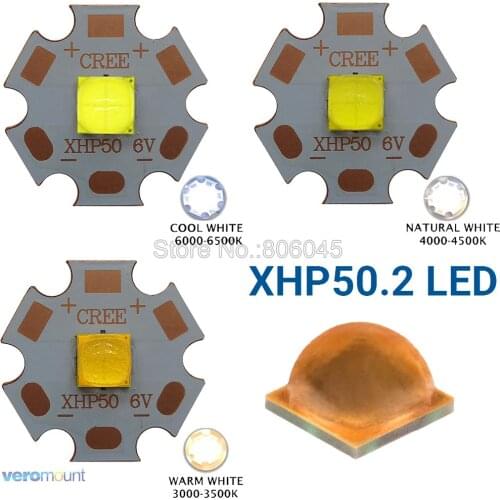 XHP50.2 6V or 12V Cold White Neutral White Warm White High Power LED Emitter on 16mm 20mm Copper PCB