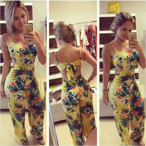 Women Clubwear Summer Bodycon Party Jumpsuit Romper Trouser Ladies Fit and Flare Floral Bandage Jumpsuits Female Clothing