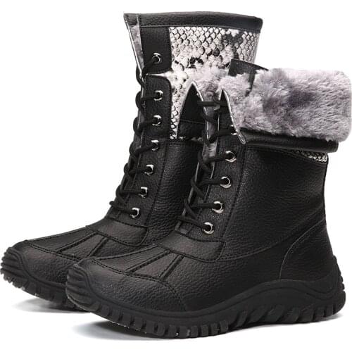 Women Winter Boots 2020 Super Warm Plush Mid-Calf Snow Boots Outdoor Waterproof Fashion Female Casual Shoes Chaussures Femme