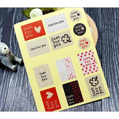10sheets Bake for stickers Kraft paper, JUST FOR YOU stickers cake, gift stickers, students stickers