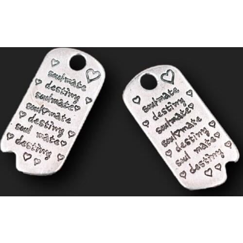 10pcs Silver Plated Destiny Soulmate Tags Pendant Retro Bracelet Keychain Metal Accessories DIY Charms For Jewelry Crafts Making