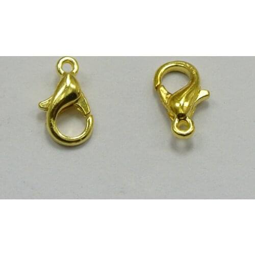 100 Golden Plated Jewelry Lobster Clasp Findings 10x5mm