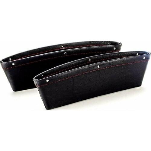2PCS PVC PU Leather Car Gap Leather Storage Box Black Red Line High Quality Leather No Deformation Decorative Items Storage
