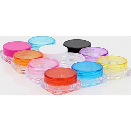 3G Square Bottom Jar 3g Plastic Cosmetic Jars 5G Empty Plastic Clear Square Box Packaging Container 5g Cream Jar 50Pcs/Lot