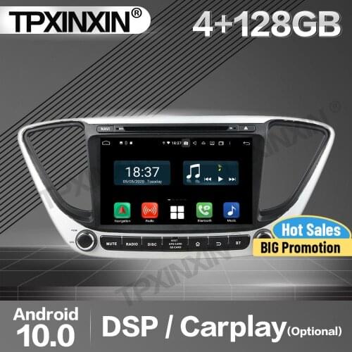 4+128G Carplay Car Radio 2 Din Stereo Receiver Android For Hyundai Verna 2016 2017 2018 2019 IPS GPS Navi Player Audio Head Unit