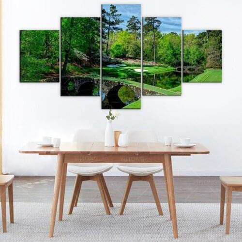 5 panels Golf Course Canvas Painting Wall Art Home Decor Augusta Masters Picture posters and Prints Living Room Gymnasium Decor
