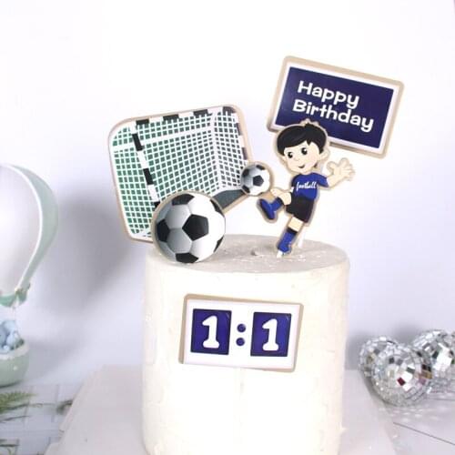 5pcs/set Football Theme Party Cupcake Topper Happy Birthday Cake Topper Flage For Kids Boy Birthday Party Cake Decors Supplies
