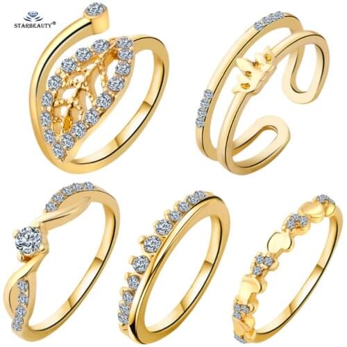 5pcs/lot Hot Crystal Leaf Crown Wedding Ring Set Midi Knuckle Ring Sets Heart Knuckle Rings for Fingers Toes Women Jewelry Gifts
