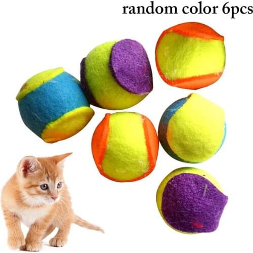 6PCS Cat Ball Toy Mini Patch Cloth Kitten Chewing Toy Cat Interactive Toy Kitten Chasing Toy Pet Training Toys Random Color