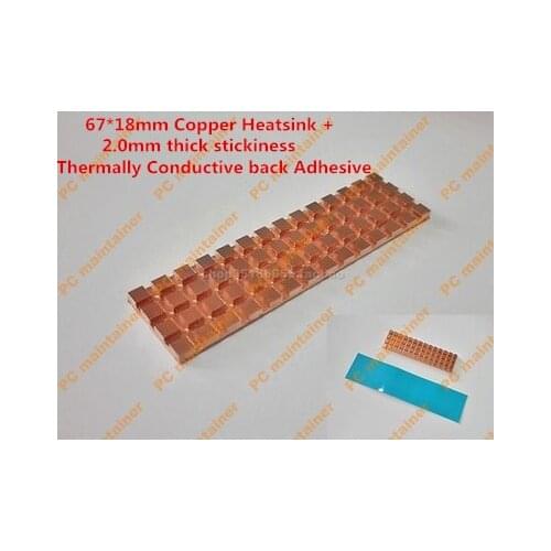 67*18mm Copper Heatsink+2.0mm Thermally Conductive Adhesive Thin Copper M.2 NGFF 2280 PCI-E NVME Solid State Disk SSD Radiator