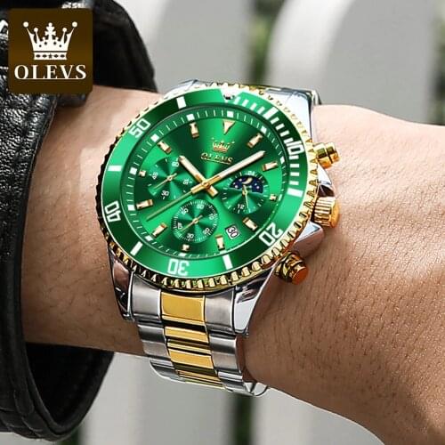 OLEVS Luxury Mens Watch Waterproof Date Clock Man Wristwatches Stainless Steel Quartz Fashion Business Casual Relogio Masculino
