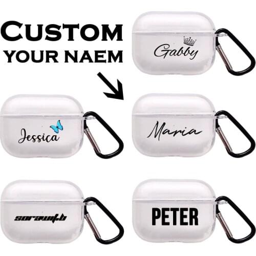 Custom case for Airpod pro Case with keychain Protective Soft TPU Cover Customized Name DIY for Airpodpro Case Personalized Gift