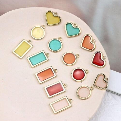 Diy jewelry earrings/necklace pendants accessory 40pcs/lot handmade geometric round/hearts/rectangle shape Fashion Charms