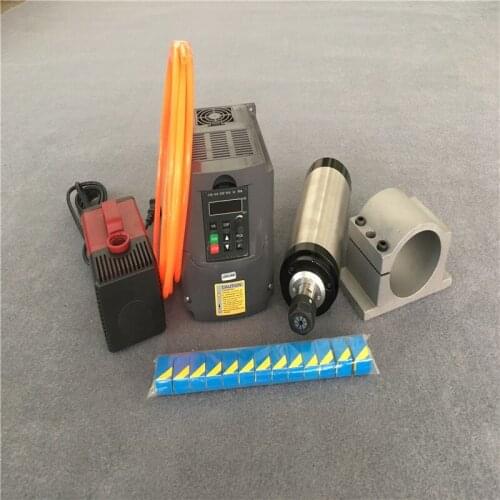 ER20 2.2KW Water Cooled Spindle Motor + 2.2KW Inverter + 80mm Clamp + Water Pump + 13pcs ER20 CNC Parts