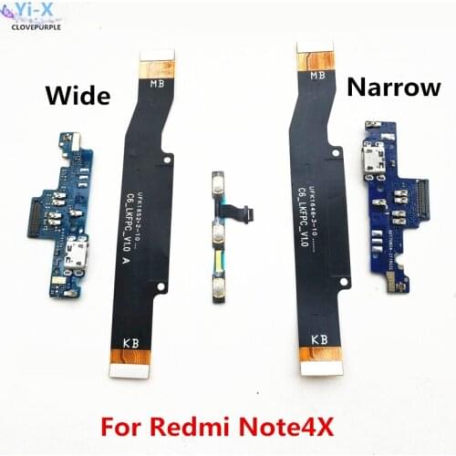 Power Volume Flex & USB Charging Dock Flex Cable & Motherboard MainBoard Connections Flex Cable For Xiaomi Redmi Note 4X