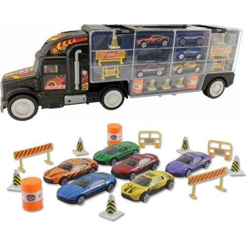 Toy Truck Transport Car Carrier Toy Truck Includes 6 Toy Cars & Accessories Toy Trucks Fits 28 Toy Car Slots Great gift for kids