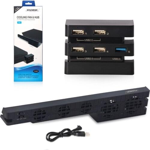 Set PS4 Pro Cooling Fan kit USB External 5 Cooler Super Turbo PS4 Pro USB HUB 3.0 2.0 5 USB Ports Adapter For Playstation 4 Pro